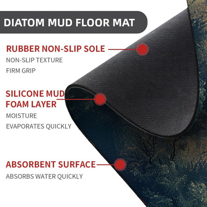 Bath Mat-Bathroom Rug，Beautiful Misty Forest-Absorbent Non Slip Quick Dry Stain Resistant Easy to