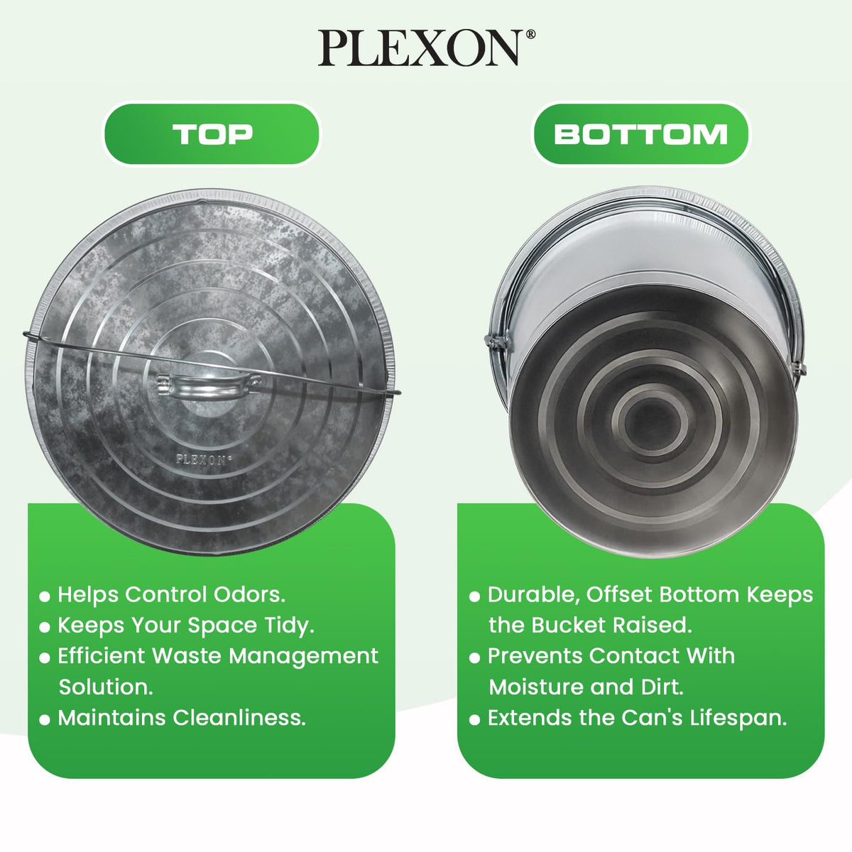 Plexon 10 Gallon Trash Can with Locking Lid Galvanized Metal Bucket for Poultry Feed Bird Seed