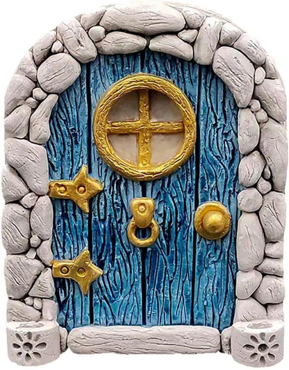 Blue Streak Archway Mini Fairy Garden Door for Tree, 3D Miniature Fairy Door for Fairytale Tiny