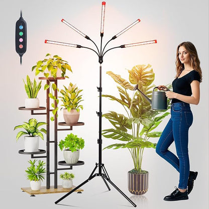 FECiDA Gamechanger! 45W 5Head Tripod Stand Tall Plant Light, 2025 Grow Lights for Indoor Plants