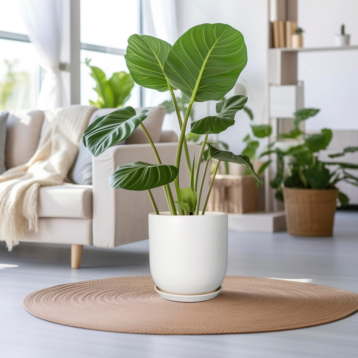 Plant Pot 12 inch - Ceramic Pot for Plants Indoor Outdoor Large Planter Pot with Drainage Hole and