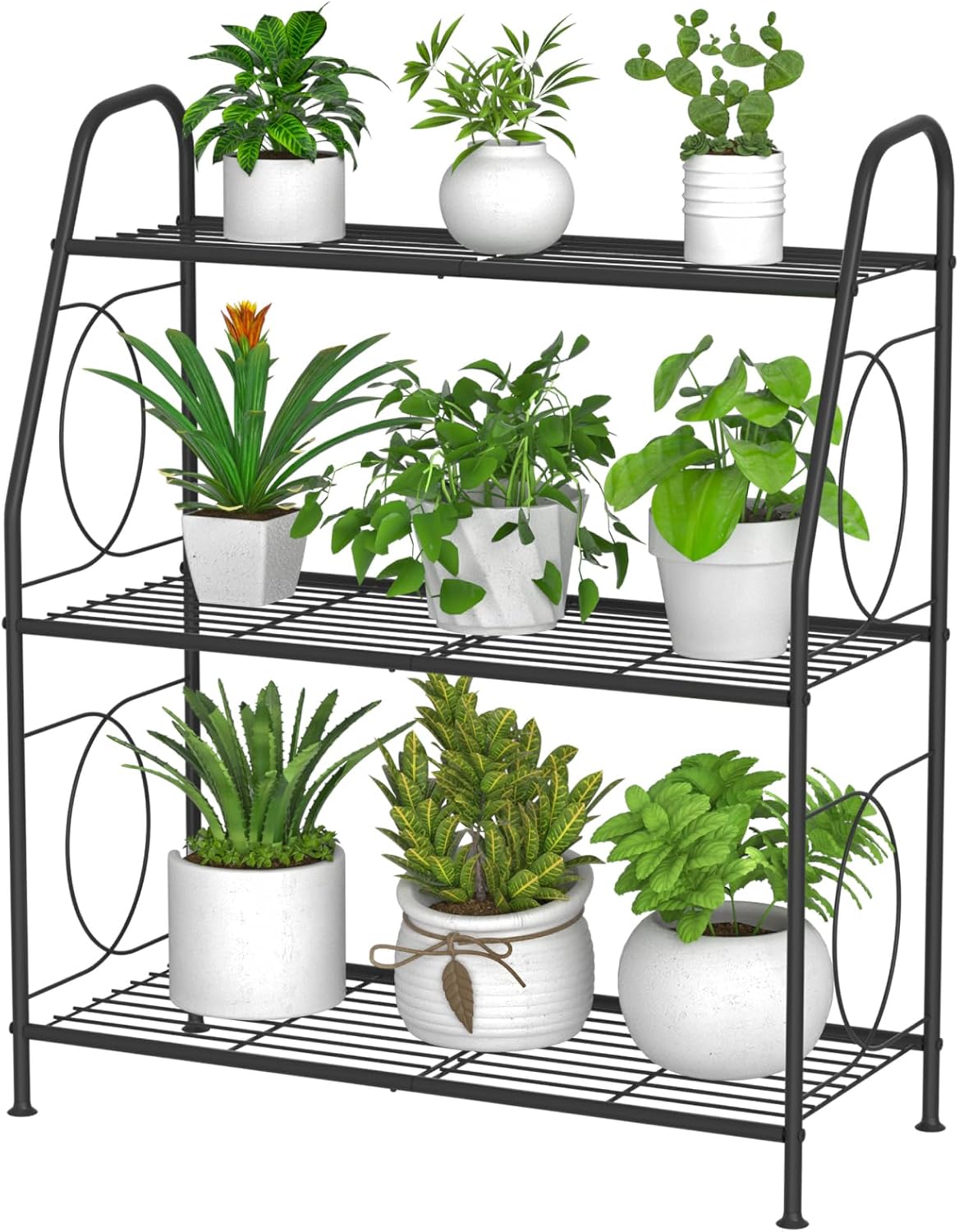 Plant Stand, 3 Tier Plant Shelf for Indoor Outdoor, Heavy Duty Metal Outdoor Plant Stand Holder