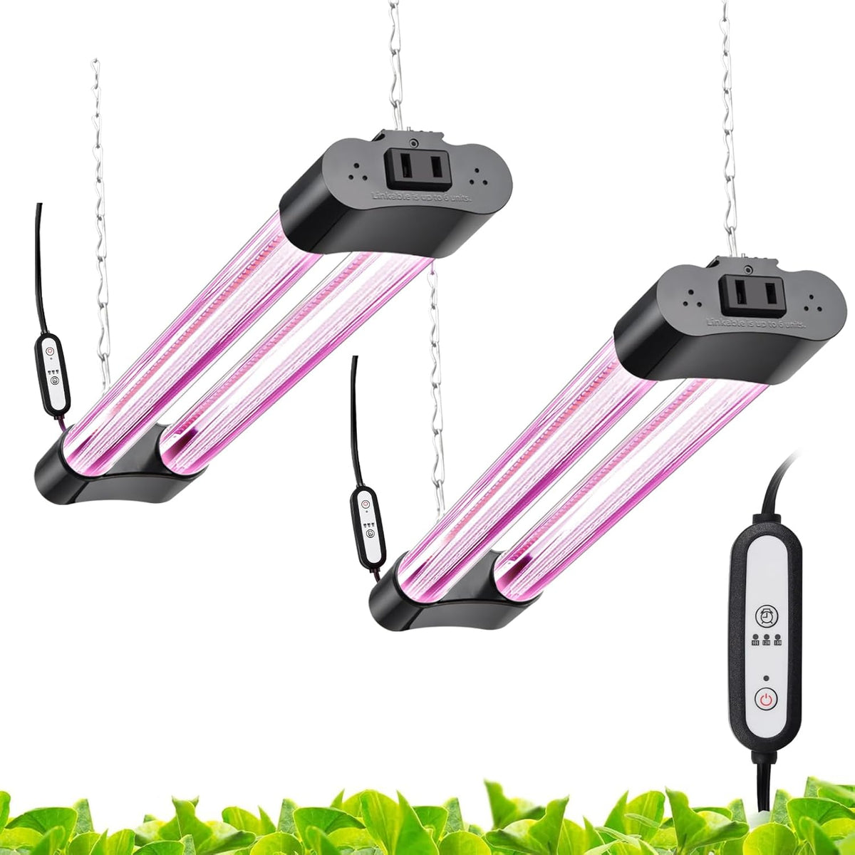 Hlite 16inch 2 Pack LED Grow Lights - Linkable Grow Lights for Indoor Plants, Full Spectrum Plant