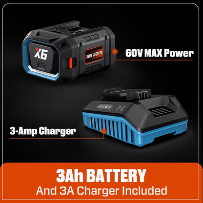 SENIX 16-Inch String Trimmer, 60V Cordless Weed Wacker, Variable Speed, 3.0Ah Battery and Charger