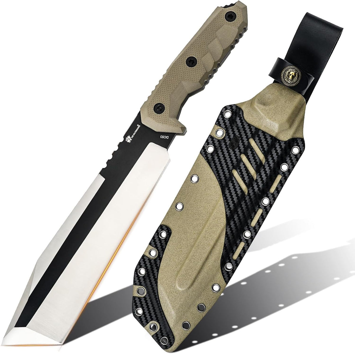 HX OUTDOORS 14 Inch Machete Camping Knife, Premium DC53 Steel Fixed Blade Knife, Kukri Gardening