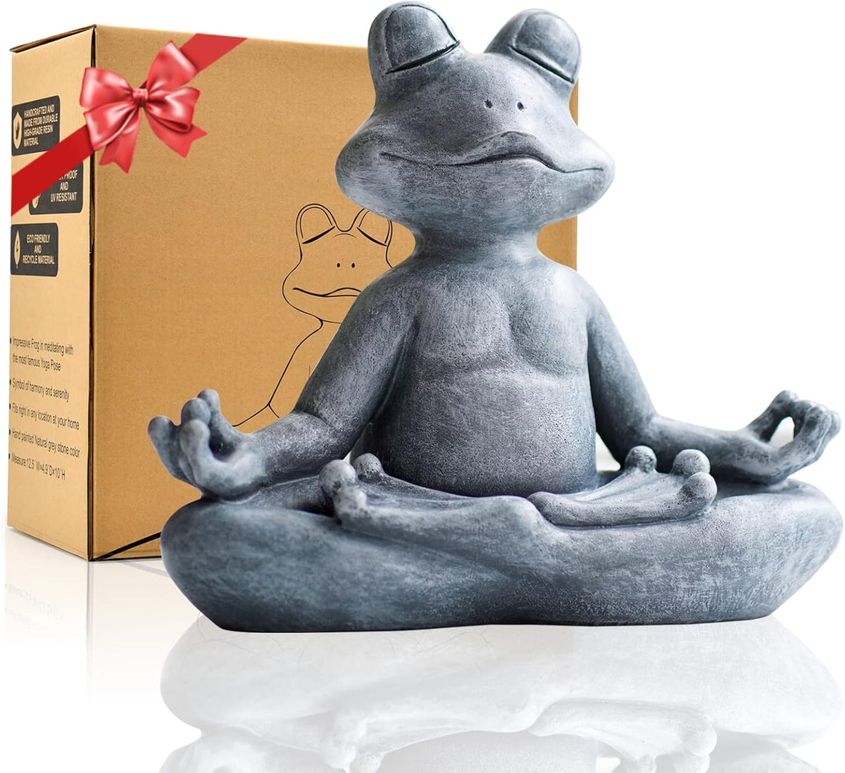 Goodeco 12.5" L×10" H Meditating Yoga Frog Statue - Gifts for Women/Mom, Zen Garden Frog Figurines