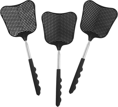 Wapodeai 3 pcs Fly Swatter, Fly Swatters Plastic Telescopic, Large Bug Swatter That Work for Indoor
