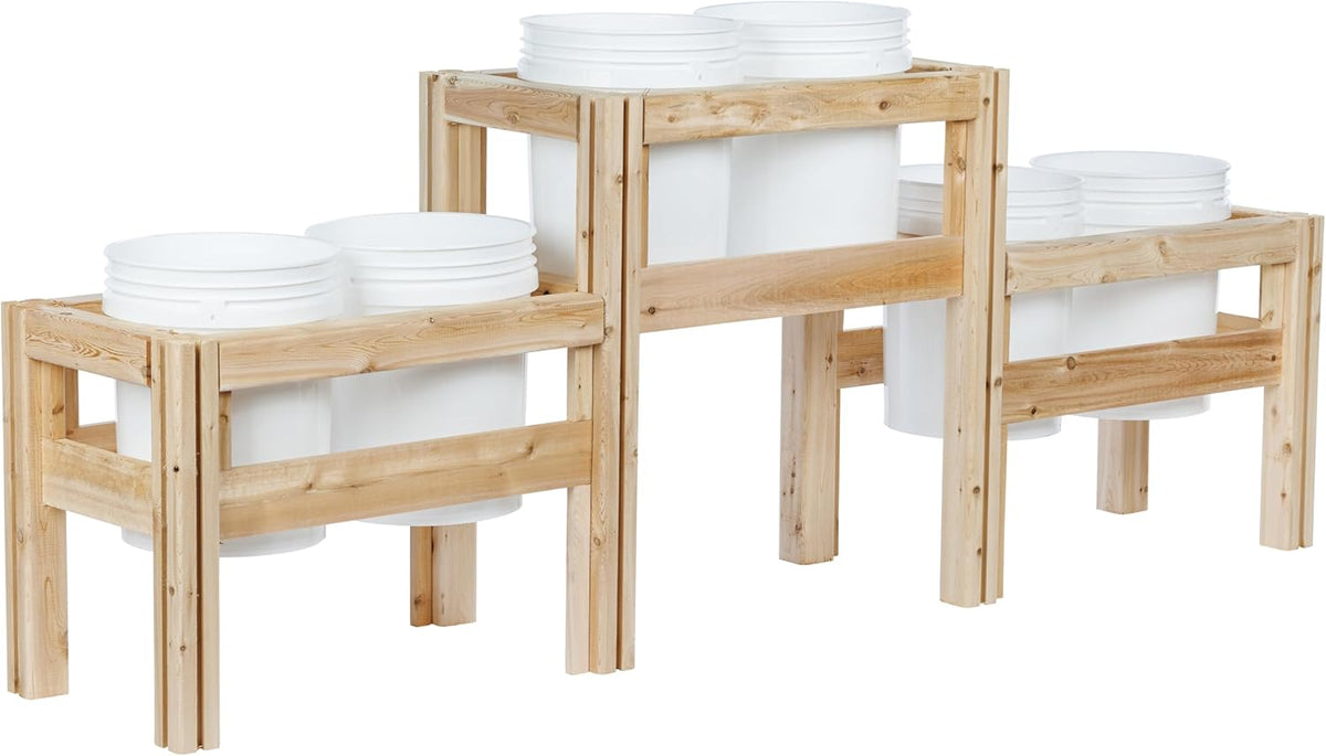 Greenes Fence Two-Tiers Six Bucket Elevated Cedar Wood Garden Frame, 79 in. x 16 in. x 30 in.