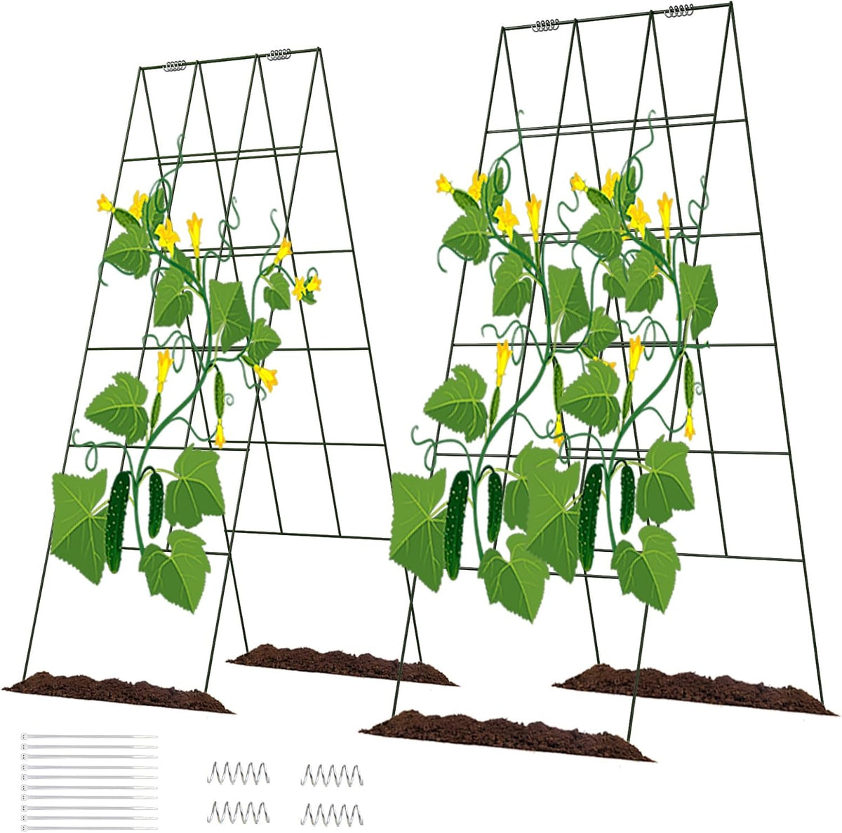 DOEWORKS Cucumber Trellis, 48" High Foldable A Frame Garden Trellis, 2 Pack, Plant Support for