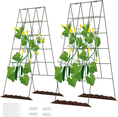 DOEWORKS Cucumber Trellis, 48" High Foldable A Frame Garden Trellis, 2 Pack, Plant Support for