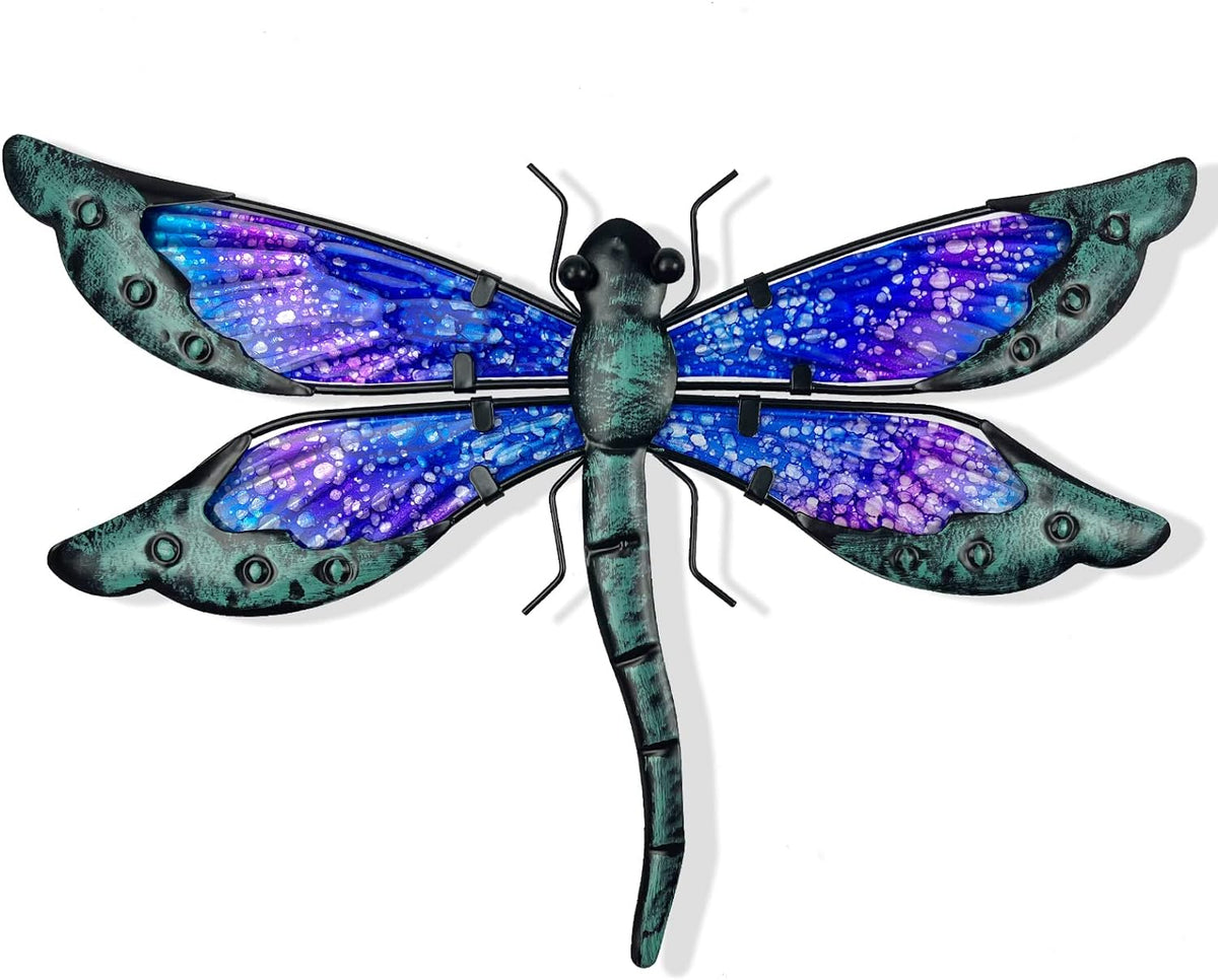 HONGLAND Metal Dragonfly Decor, Dragonfly Outdoor Wall Decor, Metal Wall Art, Wall Sculptures Gifts