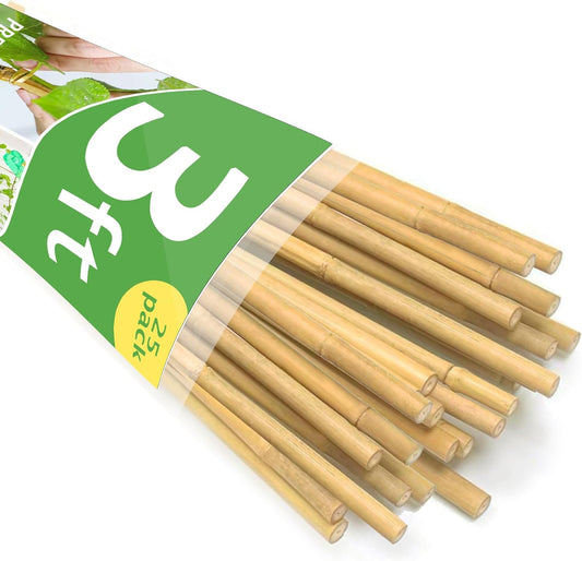 Bamboo Stakes 3FT, Garden Stakes 36 inch, Thicker Sturdy Nutural Plants Support Stakes 25 Pack for
