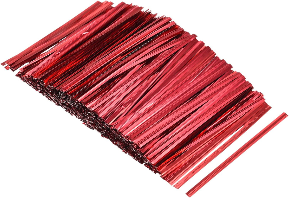 MECCANIXITY Foil Twist Ties 3" 8cm Metallic Plastic Closure Tie for Tying Bread, Candy, Cookies