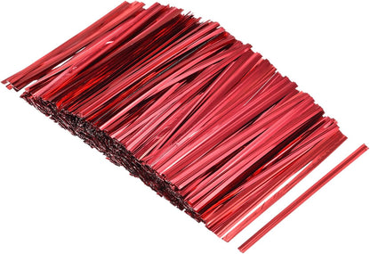 MECCANIXITY Foil Twist Ties 3" 8cm Metallic Plastic Closure Tie for Tying Bread, Candy, Cookies
