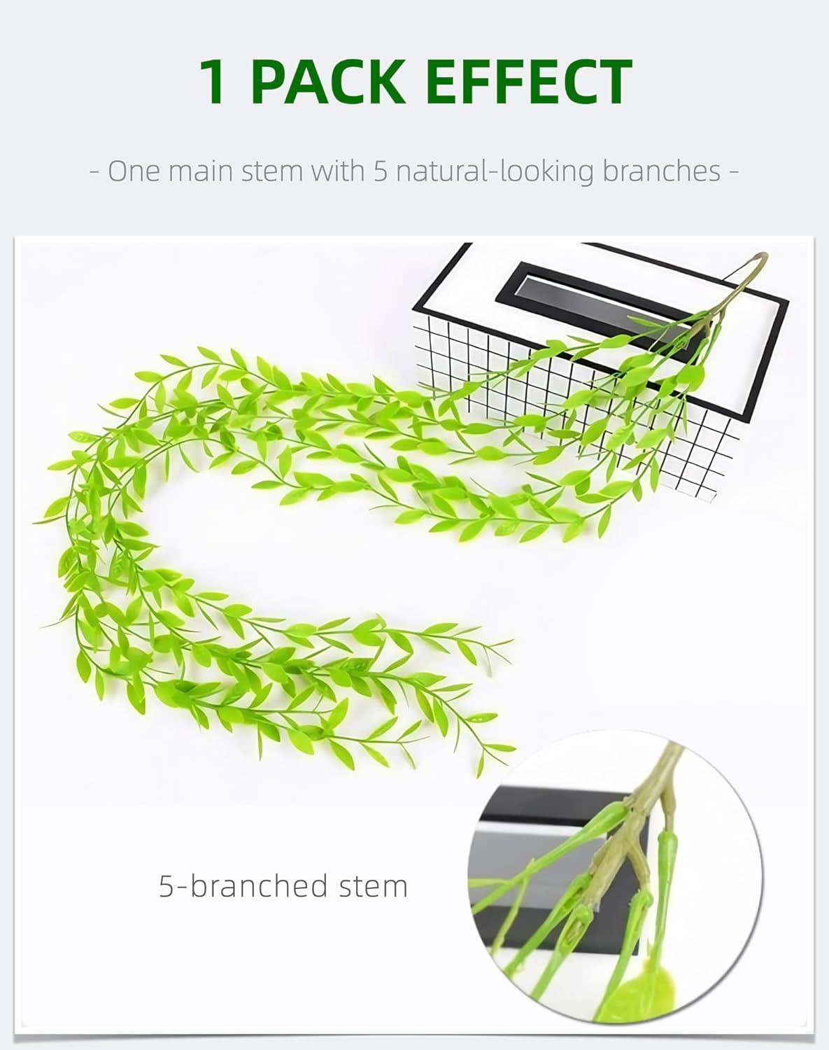 5 Pack Artificial Hanging Willow Vine (3.3ft) - Fake Greenery Plants for Indoor/Outdoor Decor