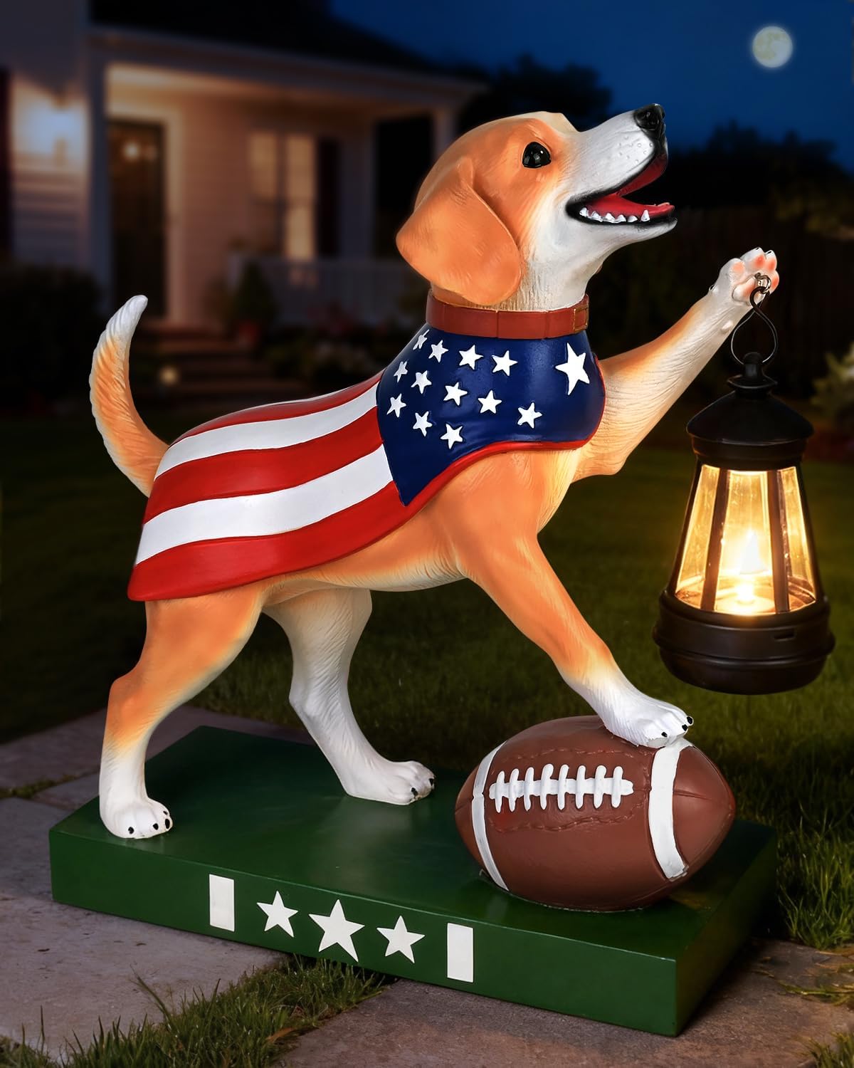 Solar Dog Statues Outdoor Decor with Lantern - Unique Beagle Puppy Home Decor Figurine for Garden