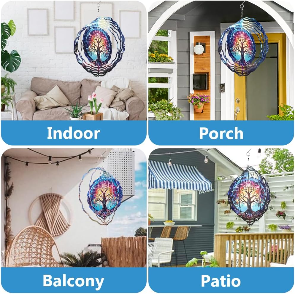 Tree of Life Wind Spinner, 3D Hanging Stainless Steel Garden Spinner, Wind Spinner Hanging for