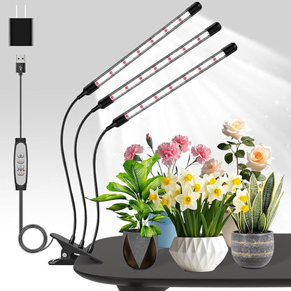 Tri-Heads Grow Lights for Indoor Plants, Full Spectrum Plant Lights for Indoor Growing with