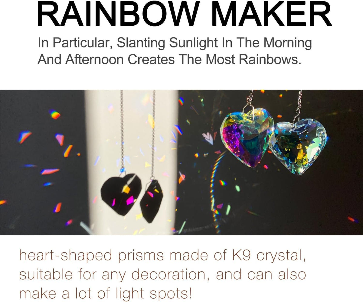 2PCS Simple Geometry Crystal Sun Catcher Prisms, STINO Hanging Suncatchers with Glass Prism