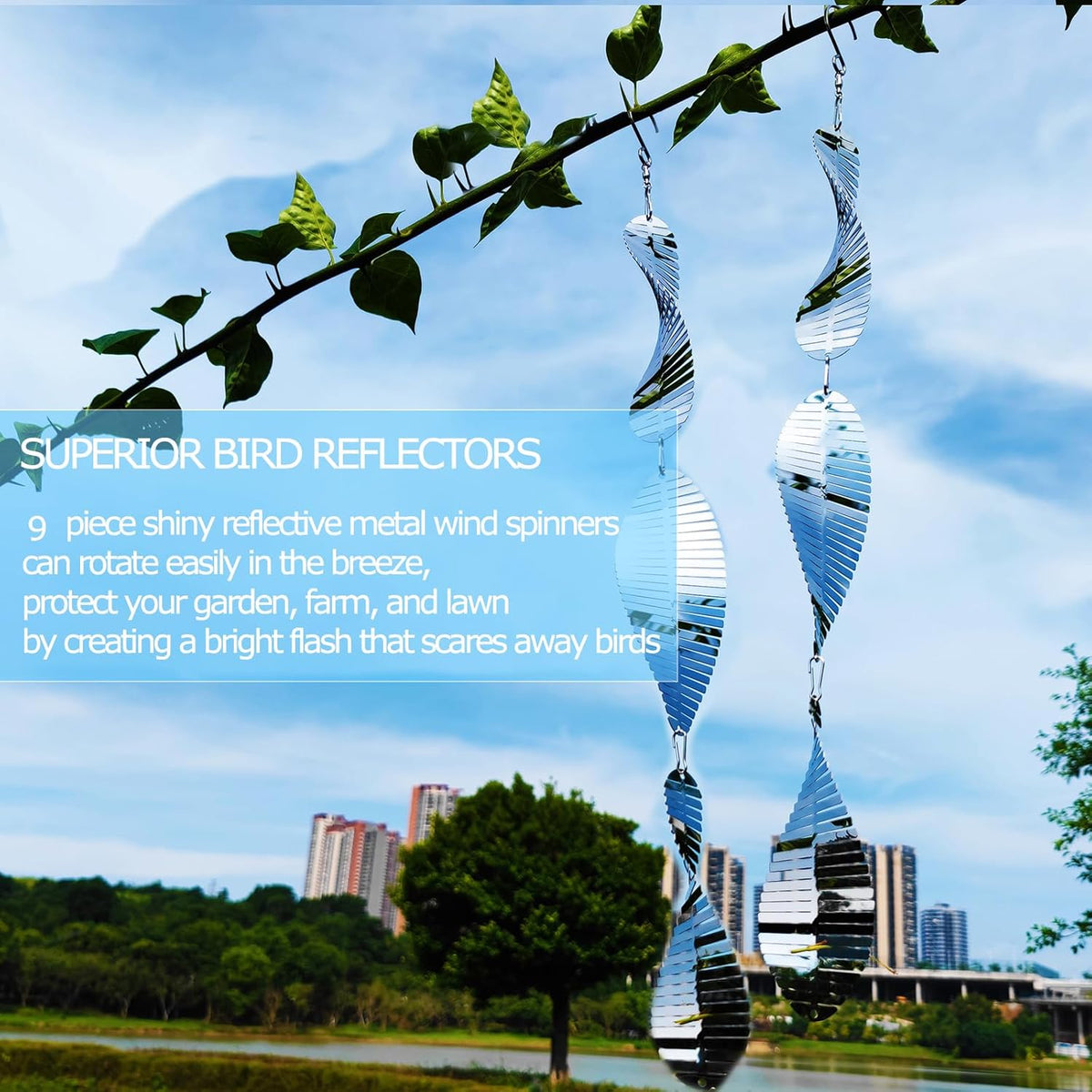 Metal Bird Scare Discs Set-Highly Reflective Double-Sided Bird Reflectors,Extra Sparkly Wind