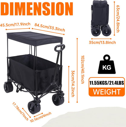 Nice C Wagon with Canopy, Collapsible Wagon, Foldable Wagons, 30W Portable Solar Panel w/USB