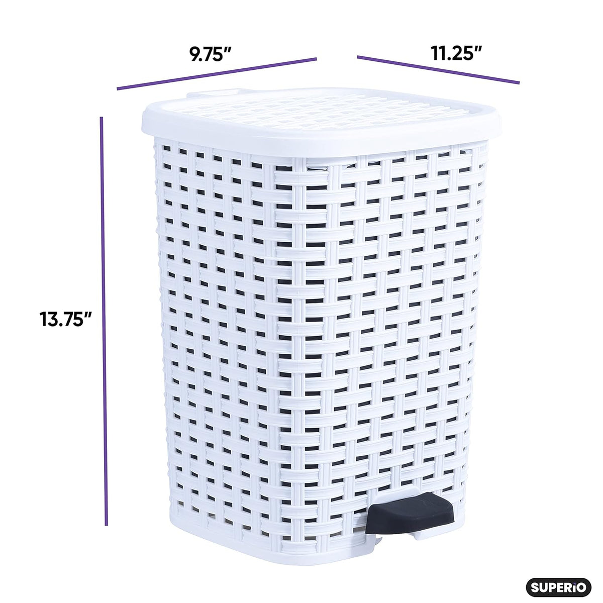 Superio Small Outdoor Trash Can with Lid for Dog Poop 3 Gallon/12 L Mini Plastic Garbage Can with