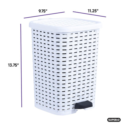 Superio Small Outdoor Trash Can with Lid for Dog Poop 6.8 Gallon/26 L Plastic Step On Garbage Can
