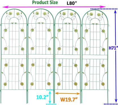 4 Pack Metal Garden Trellis 71" H Garden Fence Rustproof Trellis for Climbing Plants Support Roses