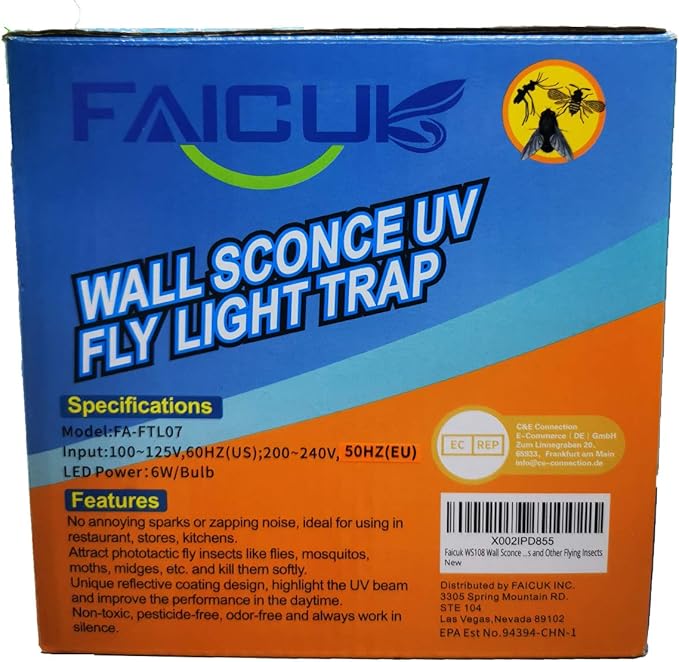 Faicuk Wall Sconce Fly Light Trap for Capturing Flies, Moths, Gnats, Mosquitos and Other Flying