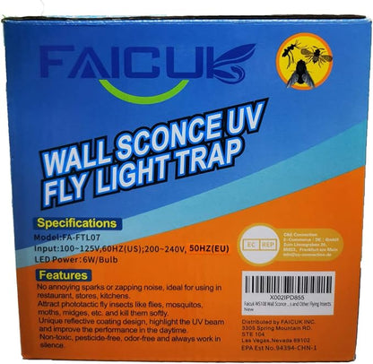 Faicuk Wall Sconce Fly Light Trap for Capturing Flies, Moths, Gnats, Mosquitos and Other Flying