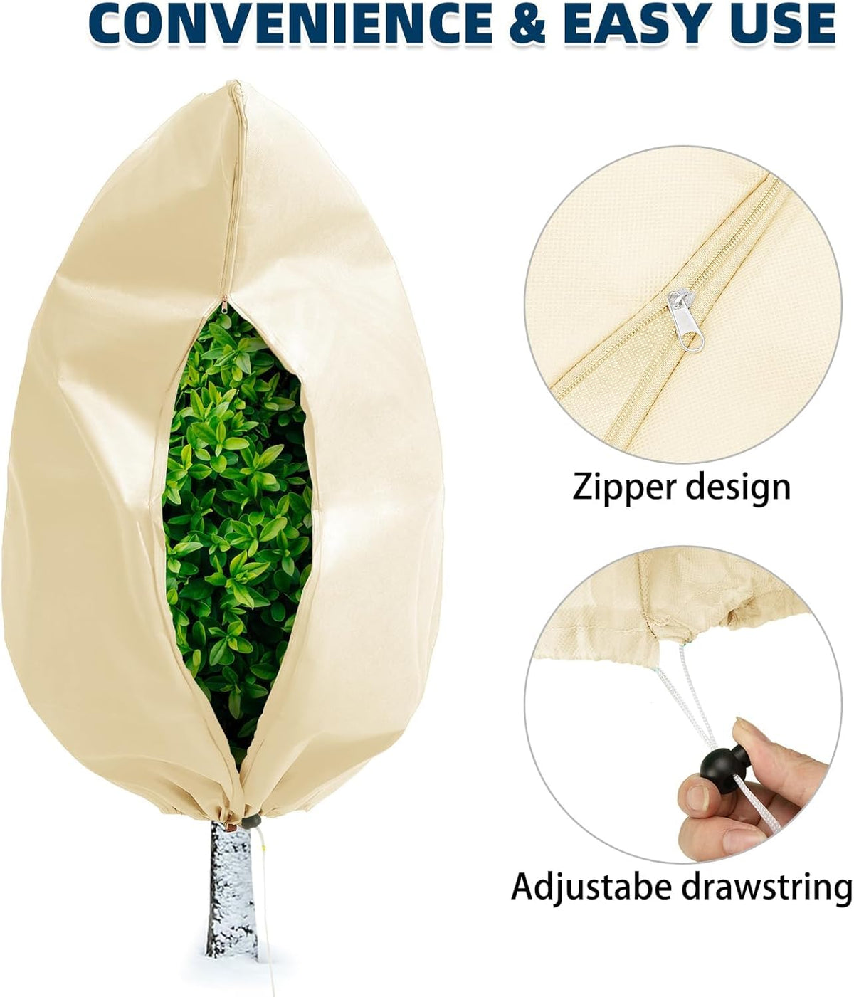 Homimp Plant Covers Freeze Protection, 4 Pack Frost Covers with Zipper Drawstring (23.6" x 31.5")