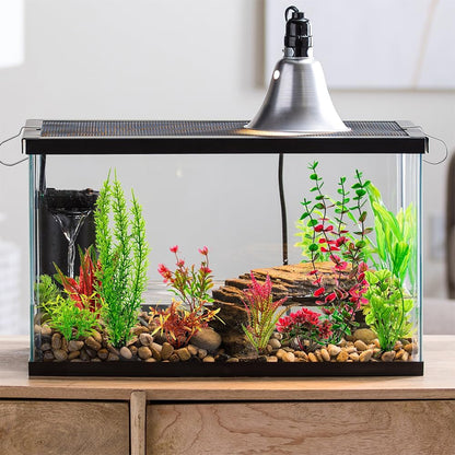 18-Piece Artificial Aquarium Plants Decorations – Large Set with Red & Green Foliage, Fish Tank