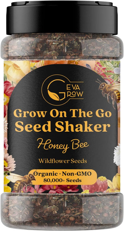 Mini Wildflower Seed Shaker – Honey Bee Wildflower Mix, by GevaGrow | Bulk 90,000+ Seeds |