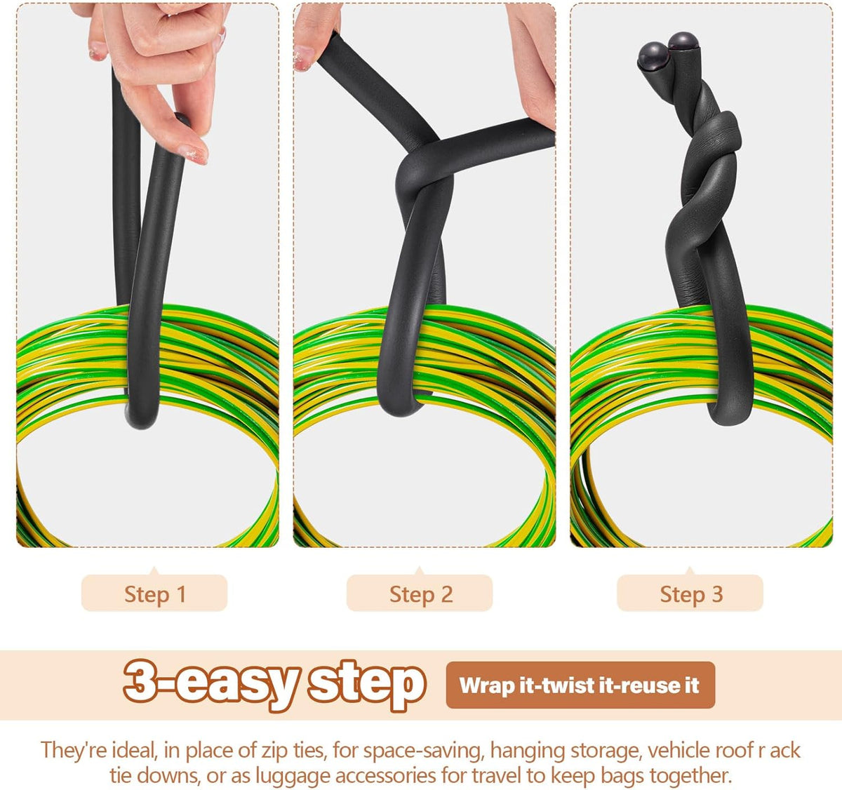 20 Pcs 17 Inch EVA Foam Twist Rubber Ties Reusable Bendable Cable Tie Straps Flexible Heavy Duty