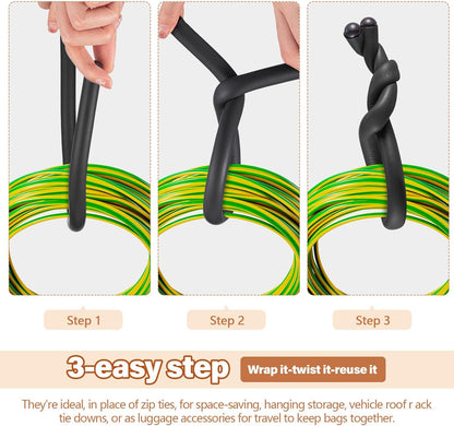 20 Pcs 17 Inch EVA Foam Twist Rubber Ties Reusable Bendable Cable Tie Straps Flexible Heavy Duty