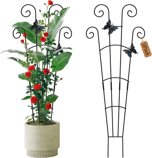 2 Pack 30'Taller Plant Trellis for Potted Climbing Plants Indoor,Expandable Metal Garden Trellis