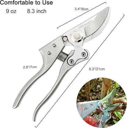 TONMA Pruning Shears for Gardening [Made in Japan] 8 Inch Bypass Garden Scissors Secateurs, Premium