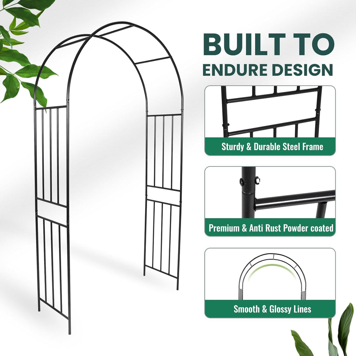Metal Garden Arch 7.2ft High Wide Garden Arbor for Various Climbing Plant Outdoor Garden Archway