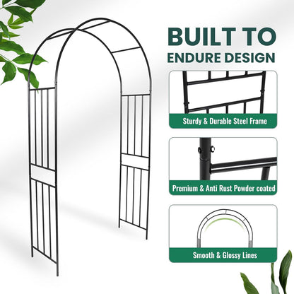 Metal Garden Arch 7.2ft High Wide Garden Arbor for Various Climbing Plant Outdoor Garden Archway
