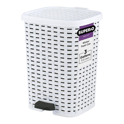 Superio Small Outdoor Trash Can with Lid for Dog Poop 3 Gallon/12 L Mini Plastic Garbage Can with