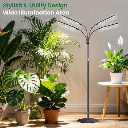 Grow Lights for Indoor Plants with Stand, 4-Heads Full Specturm Plant Grow Light with 4/8/12/16H