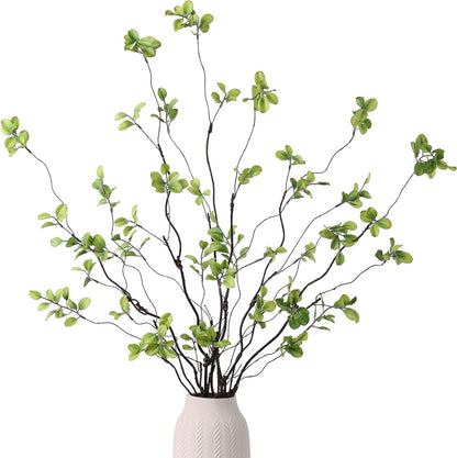 mizii 5pcs Artificial Greenery Stems 38in Realistic Faux Ficus Branches Long Stem with Green Leaves