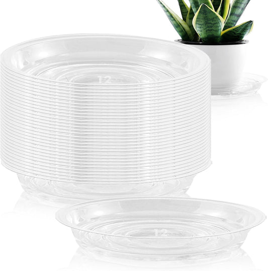 40 Pack 12 Inch Plant Saucer Clear Plant Saucers for Outdoors Plants Drip Trays Extra Large Pot