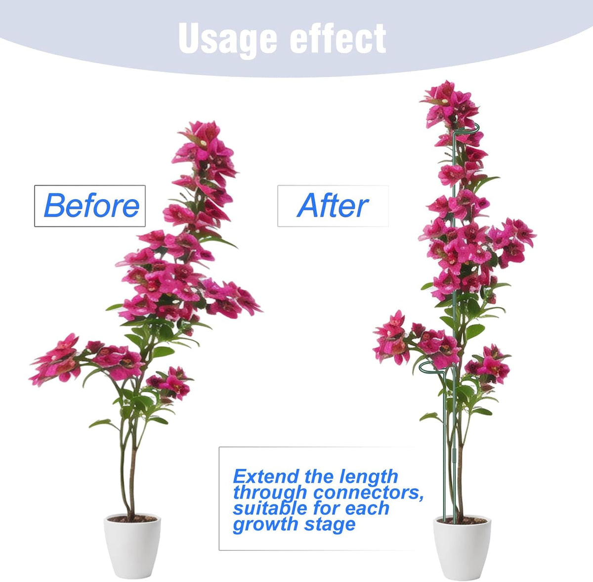 4.5mm Adjustable Length Plant Stake, Assembled (12 or 24 or 36 inch) Outdoor and Indoor Plant
