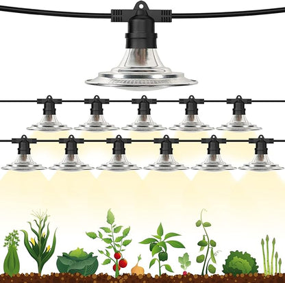 Espird Outdoor LED Grow Lights for Greenhouse 12-Light Waterproof String Grow Light, Full Spectrum