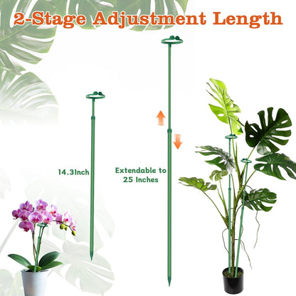 Extendable Plant Stakes,Adjustable Length from 14.3IN to 25IN Monstera Support Stakes with