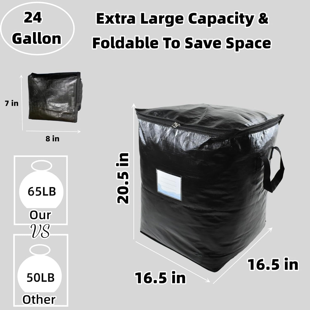 3 Pack Extra Large 91L Heavy Duty Moving Bags – Waterproof Foldable Storage Totes with Reinforced