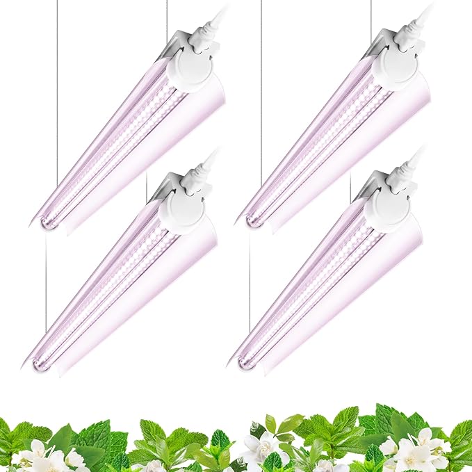 Barrina Grow Light, 96W(4 x 24W, 600W Equivalent), 2ft T8, Super Bright, Full Spectrum Sunlight