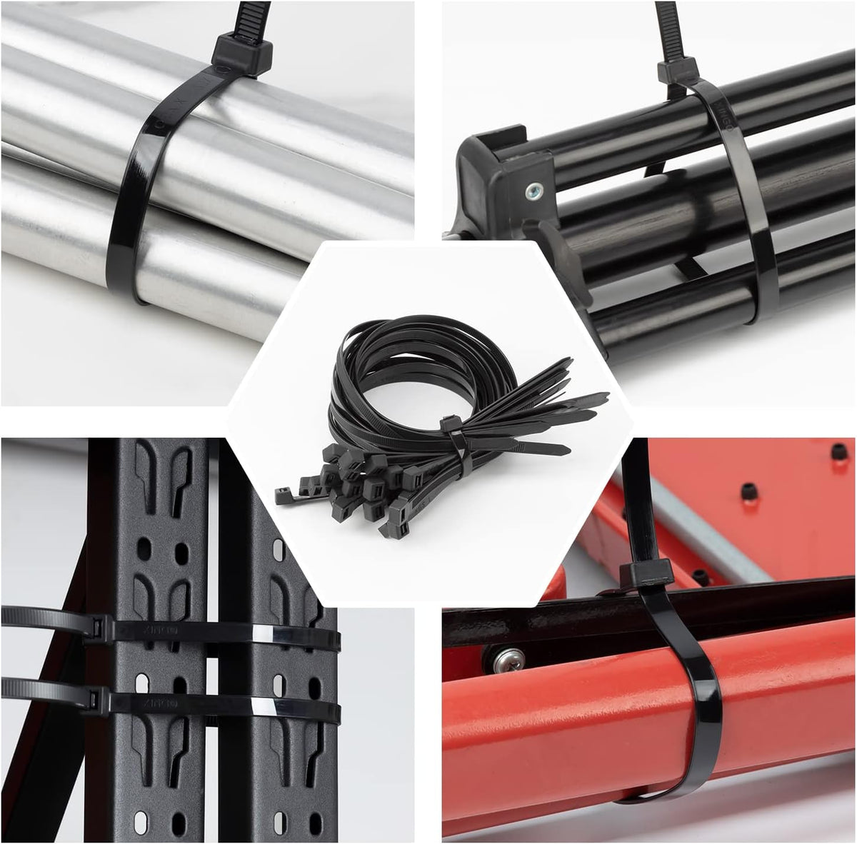 XINGO 16 inch White Zip Ties Heavy Duty 60 PCS, 250 LBS Ultra Strong Plastic Wire Ties, Large Cable