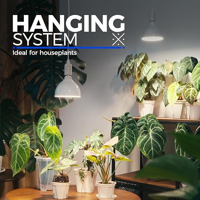 Barrina LED Grow Light Bulb, 50W (2 x 25W) Full Spectrum, with 16.4FT Power Cord, Hanging Grow